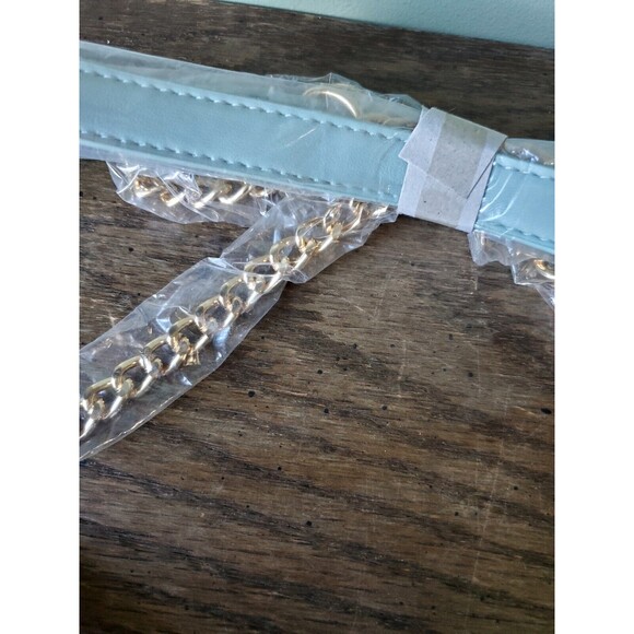 Simply Southern Mint Blue Green Crossbody Bag Gold Chain Quilted Pattern NWT - Picture 3 of 11